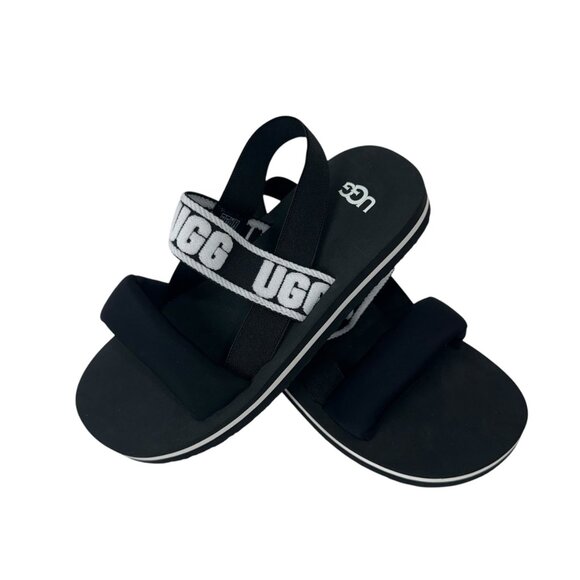 UGG K Zuma Sling Sport Sandals Girls Size 3 Black & White - Picture 6 of 12